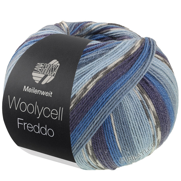 Lana Grossa MEILENWEIT 100g Woolycell Freddo | 6041-ljus blå/pastellblå/gråblå/blå/marin/mörk grå/silvergrå