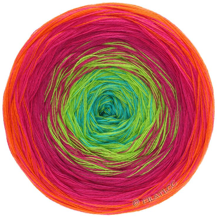 Lana Grossa SHADES OF COTTON | 101-orange/röd/cyklamen/gulgrön/turkos