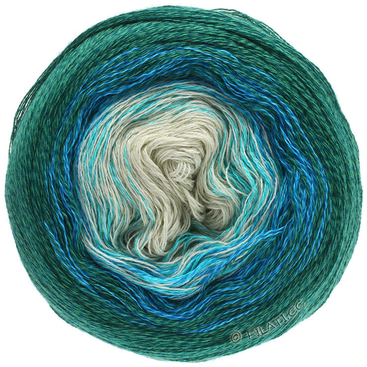 Lana Grossa SHADES OF MERINO COTTON | 401-ecru/turkos/gentiana/mörk petrol