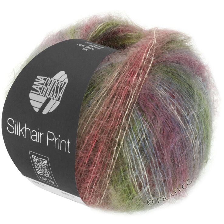 Lana Grossa SILKHAIR PRINT | 401-mossgrön/taupe/gråblå/gammalrosa/beige