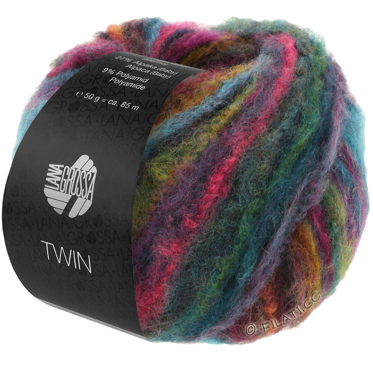 Lana Grossa TWIN 50g | 201-gråblå/pink/oliv/mörk grön/lila/ocker/grågrön/petrol