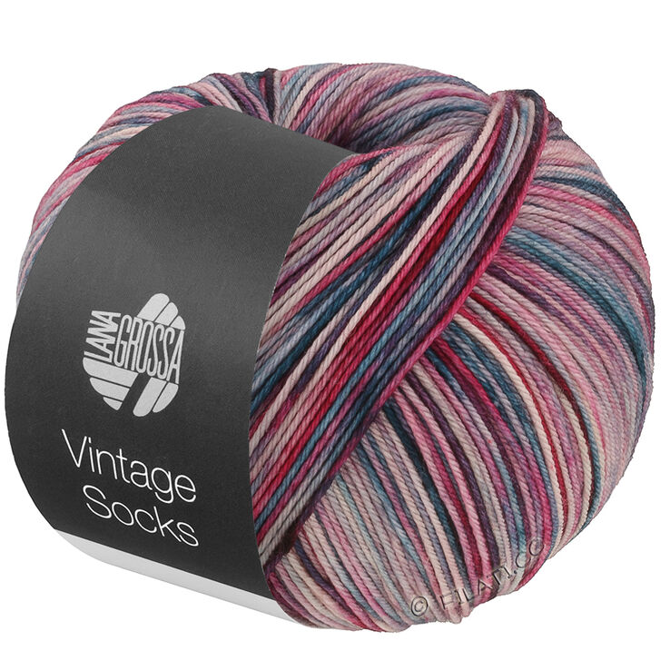 Lana Grossa VINTAGE SOCKS Multi | 1051-rosa/gråbeige/ljus grå/mörk grå/pink/rödviolett