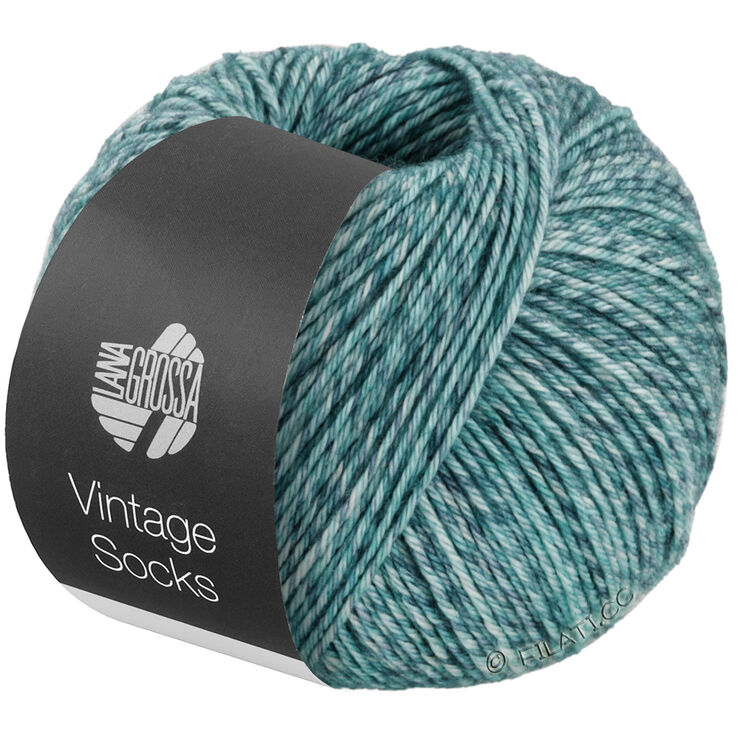 Lana Grossa Vintage Socks | 1003-mint melerad/gråblå melerad/jeans melerad/petrol melerad