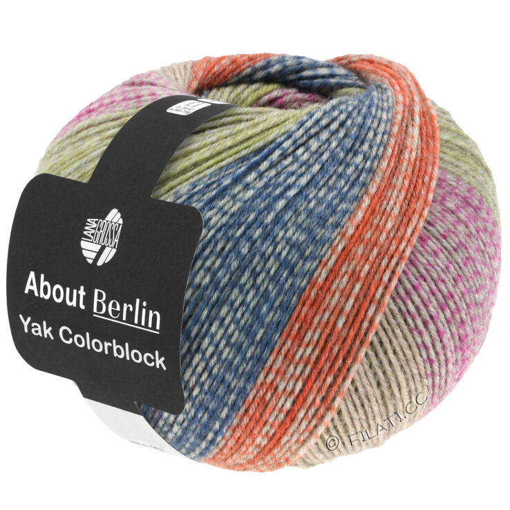 Lana Grossa MEILENWEIT 100g Yak Colorblock (ABOUT BERLIN) | 631-pink/grå/orange/jeans/gulgrön melerad