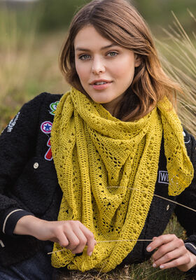 TREKANTSSJAL Cool Wool Lace - Stickbeskrivning (SE) från Lana Grossa