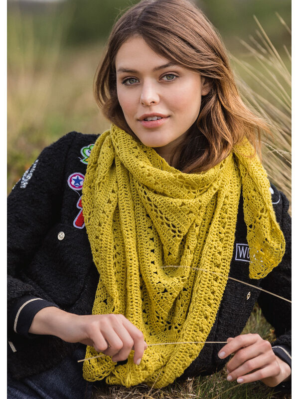 Lana Grossa TREKANTSSJAL Cool Wool Lace - Stickbeskrivning (SE)