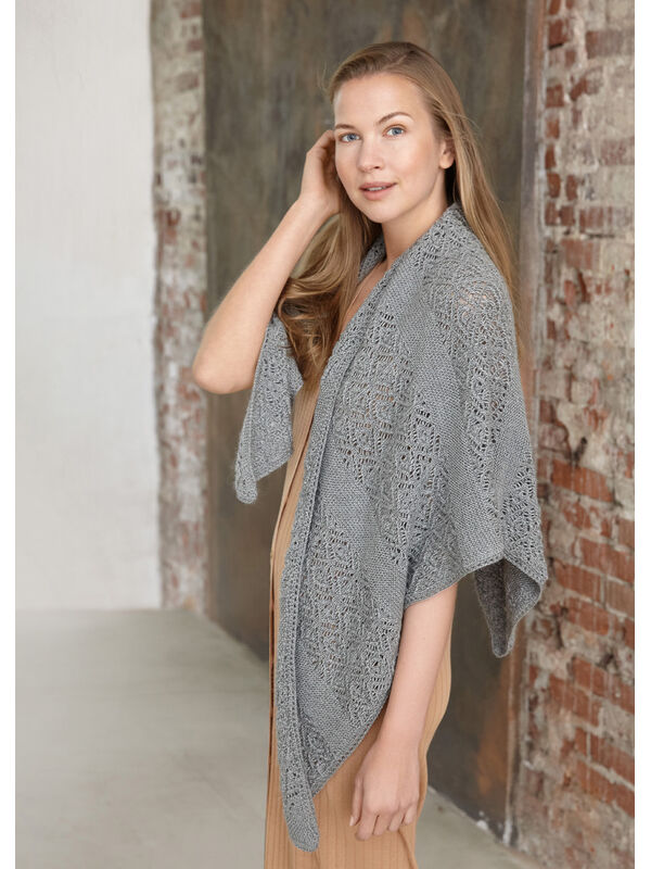 Lana Grossa TREKANTSSJAL Lace Seta Mulberry - Stickbeskrivning (SE)