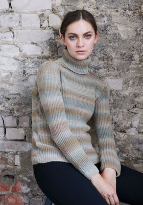 SWEATER I HALVPATENT Cashmere 16 Fine Dégradé - Stickbeskrivning (DK) från Lana Grossa