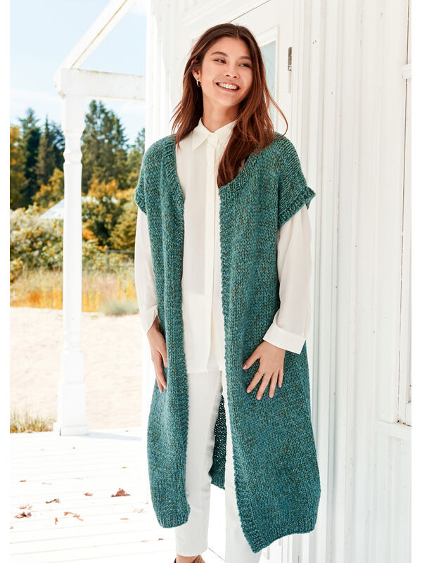 Lana Grossa GLATTSTICKAD LÅNG VÄST Lala Berlin Lovely Cotton & Brillino - Stickmönster (SE)