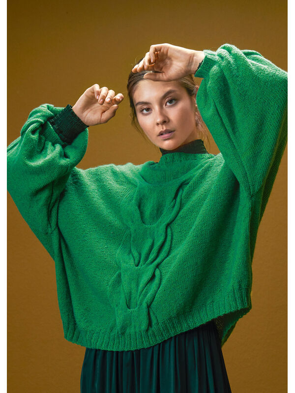 Lana Grossa PULLOVER MED FLÄTMÖNSTER Ecopuno - Stickmönster (SE)