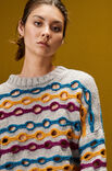 Lana Grossa PULLOVER MED RIBBOR P TVÄREN OCH HÅLMÖNSTER Alta Moda Cashmere 16 - Stickmönster (SE)