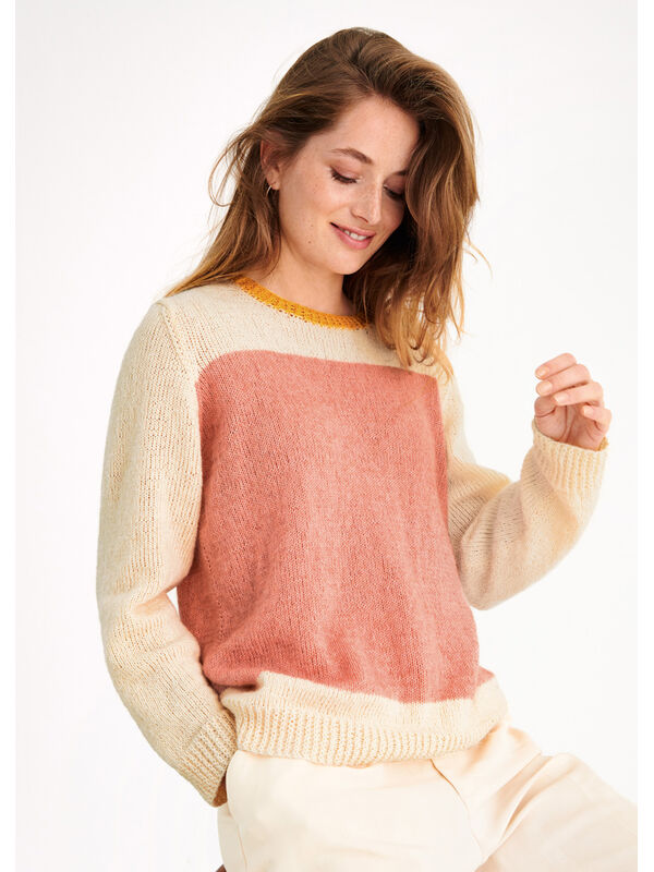 Lana Grossa SLÄTSTICKAD PULLOVER MED FÄRGFÄLT Ecopuno - Stickmönster (SE)