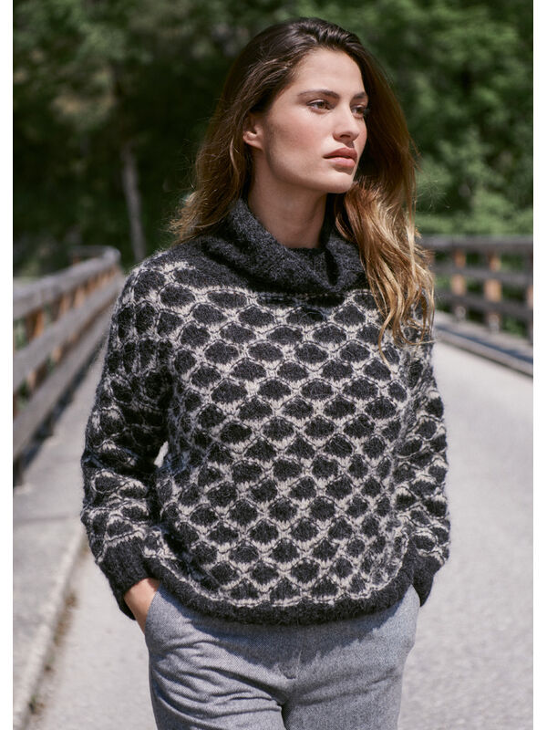Lana Grossa PULLOVER Natural Alpaca Lungo - Stickmönster (SE)