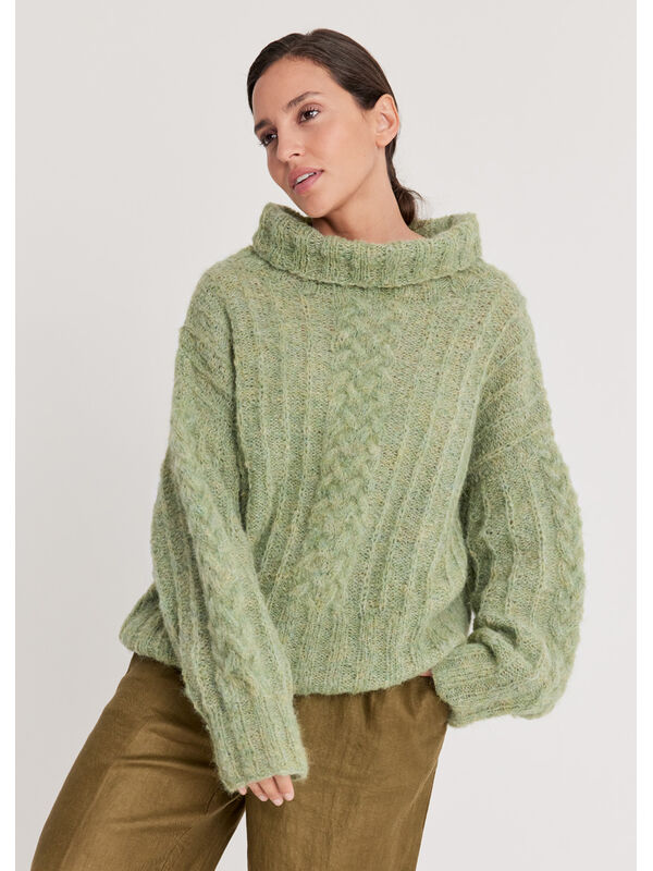 Lana Grossa PULLOVER Natural Alpaca Lungo - Stickmönster (SE)