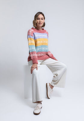 PULLOVER MED MÖNSTERRÄNDER Natural Alpaca Pelo från FILATI Studio