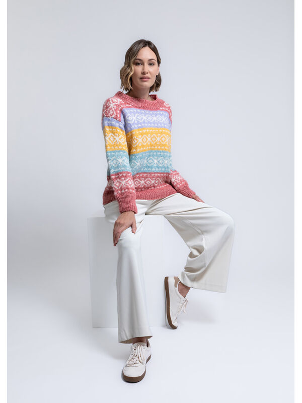FILATI Studio PULLOVER MED MÖNSTERRÄNDER Natural Alpaca Pelo