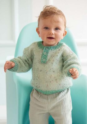 PULLOVER Natural Superkid Tweed & Ecopuno - Stickmönster (DK) från Lana Grossa