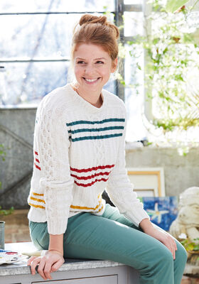 PULLOVER MED FLÄTOR OCH RÄNDER Landlust Sommerseide - Stickmönster (SE) från Lana Grossa