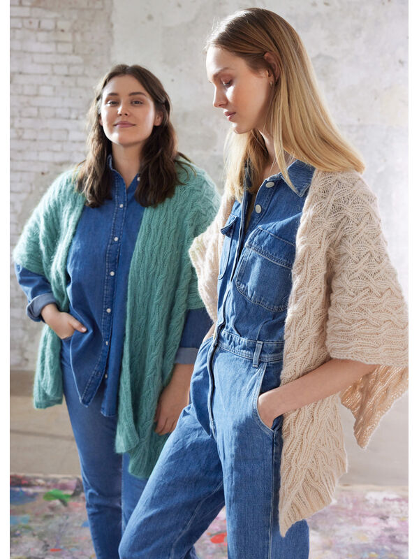 Lana Grossa PONCHO-SJAL LIFFEY Ecopuno & Setasuri - Stickmönster (DK)