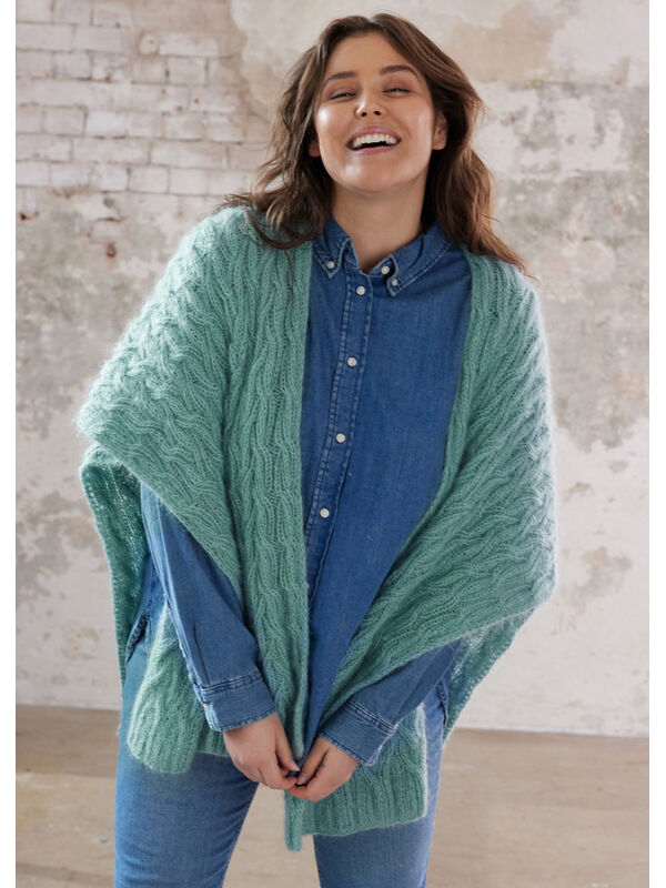 Lana Grossa PONCHO-SJAL LIFFEY Ecopuno & Silkhair - Stickmönster (DK)