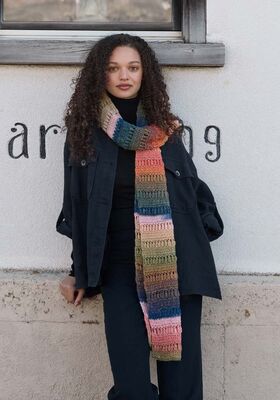 VIRKAD SJAL Gomitolo Fumo från Lana Grossa
