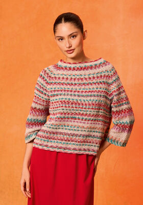 VIRKAD PULLOVER TOP-DOWN Gomitolo California från Lana Grossa