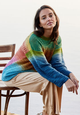 VIRKAD PULLOVER Cool Wool Lace Hand-dyed - Virkmönster (SE) från Lana Grossa