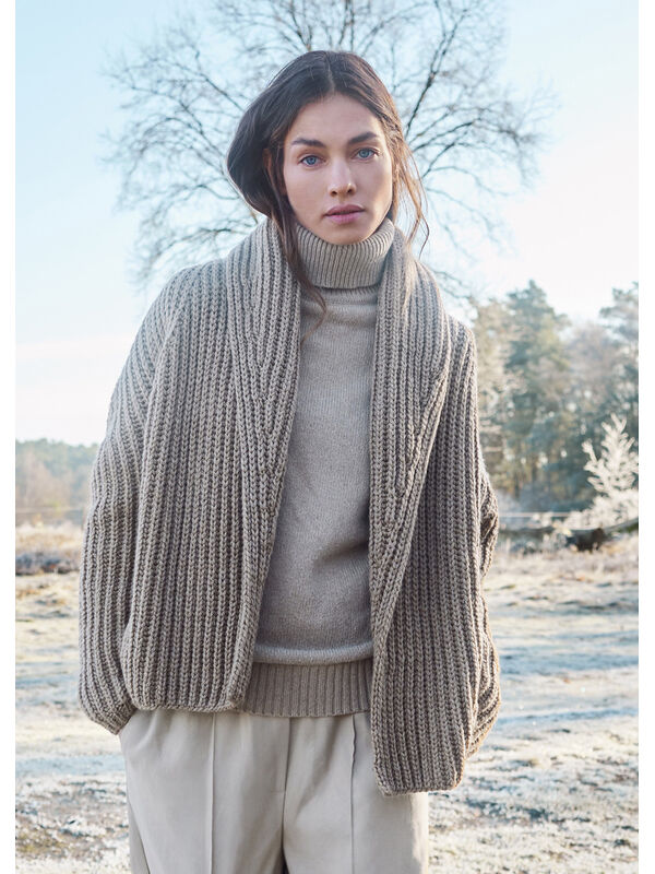 Lana Grossa CARDIGAN MED SJALKRAGE Merino Big - Stickmönster (NO)