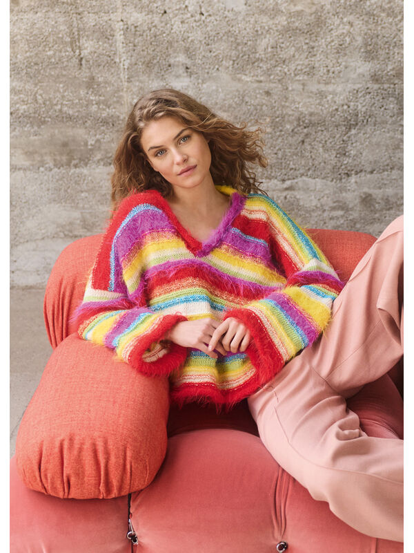 Lana Grossa V-PULLOVER MED RÄNDER Basta, Bottoni & Summer Softness