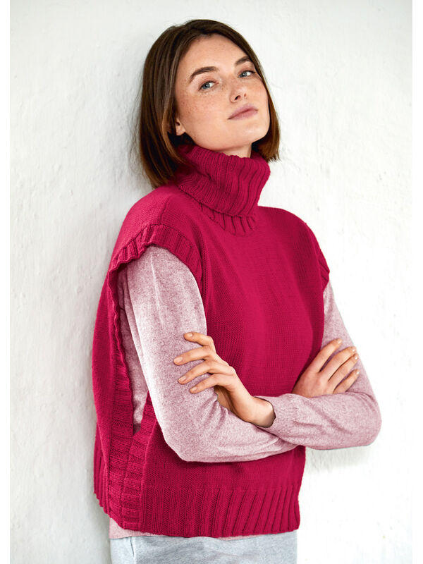 Lana Grossa SLIPOVER MIT ROLLKRAGEN · Cool Wool - Stickmönster (DK)