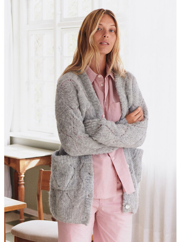 Lana Grossa TOP-DOWN CARDIGAN Natural Alpaca Lungo - Stickmönster (DK)