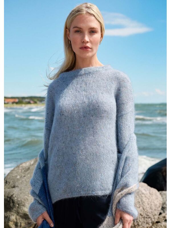 Lana Grossa PULLOVER MED RUND HALS Natural Superkid Tweed - Stickmönster (SE)