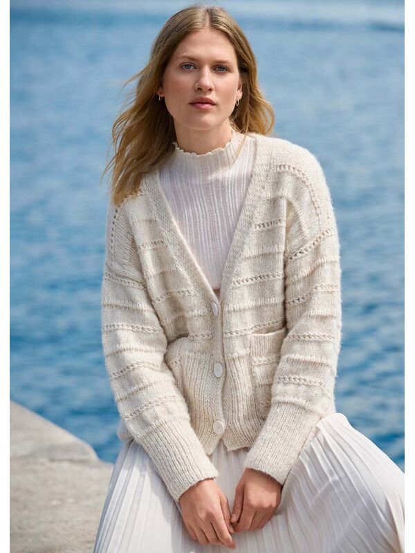 Lana Grossa CARDIGAN Natural Alpaca Pelo - Stickmönster (NO)