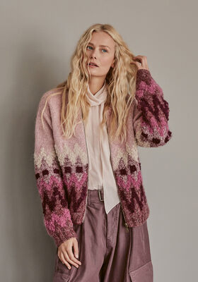 JACQUARD-JACKA Natural Alpaca Pelo, Silkhair & Orsetto från Lana Grossa