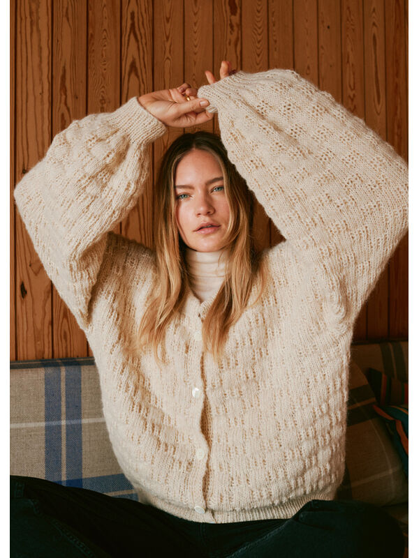Lana Grossa CARDIGAN Natural Alpaca Pelo - Stickmönster (DK)