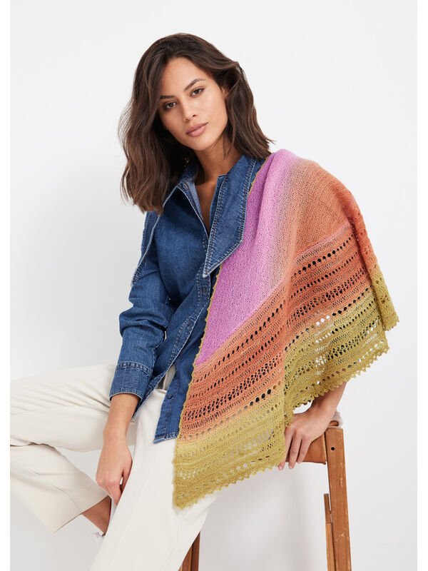 Lana Grossa HALVRUND SJAL Cool Wool Lace Hand-dyed - Stickmönster (SE)