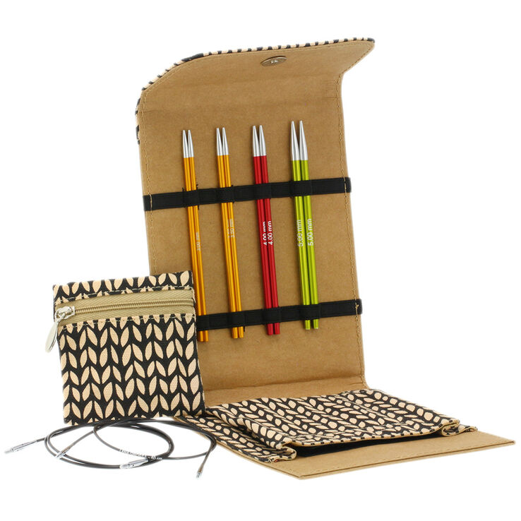 Lana Grossa Set med utbytbara rundstickor Aluminium Rainbow liten (brun)