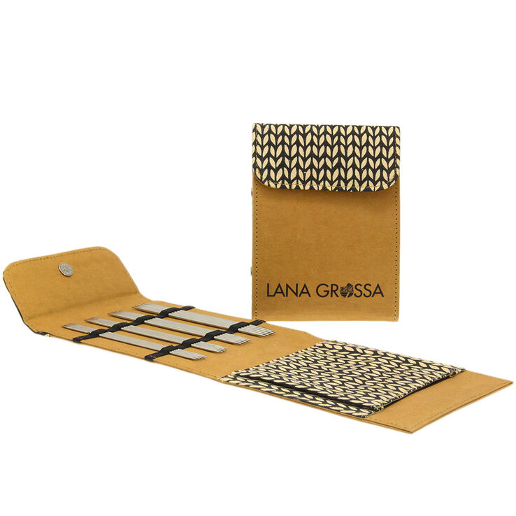 Lana Grossa Set med strumpstickor rostfritt stål, 15 cm (brun)