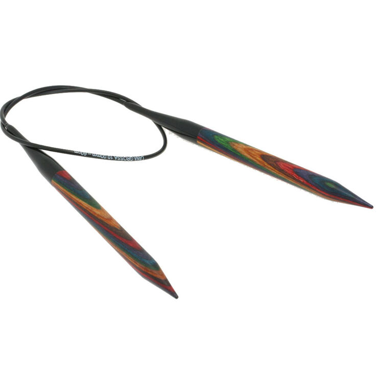Lana Grossa Rundsticka Design-trä: Multicolor St. 10,0/60cm 