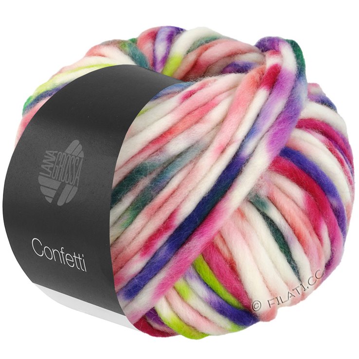 Lana Grossa CONFETTI Print | 02-jordgubbe/viol/fuchsia/grågrön/blå/vit