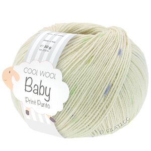 Lana Grossa COOL WOOL Baby Uni/Print 50g | 365-kräm/ljus oliv/mjuk grön/blågrå