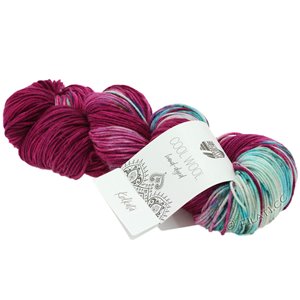 Lana Grossa COOL WOOL  Hand-dyed | 109-turkosblå/rödviolett/råvit/petrol