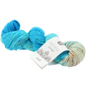 Lana Grossa COOL WOOL  Hand-dyed | 110-azurblå/ljus blå/råvit/fuchsia