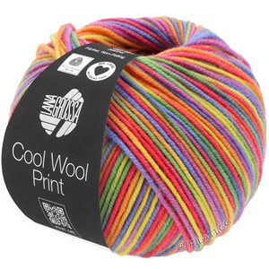 Lana Grossa COOL WOOL  Print | 703-lila/grön/hallon/orange/gul/blå