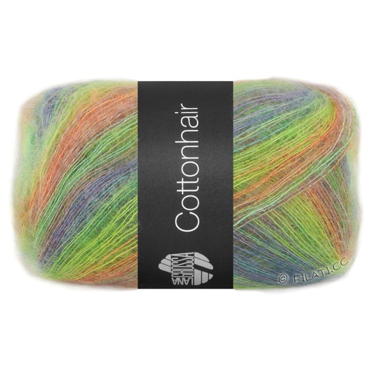 Lana Grossa COTTONHAIR | 102-orange/grön/gulgrön/blåviolett/gråbrun