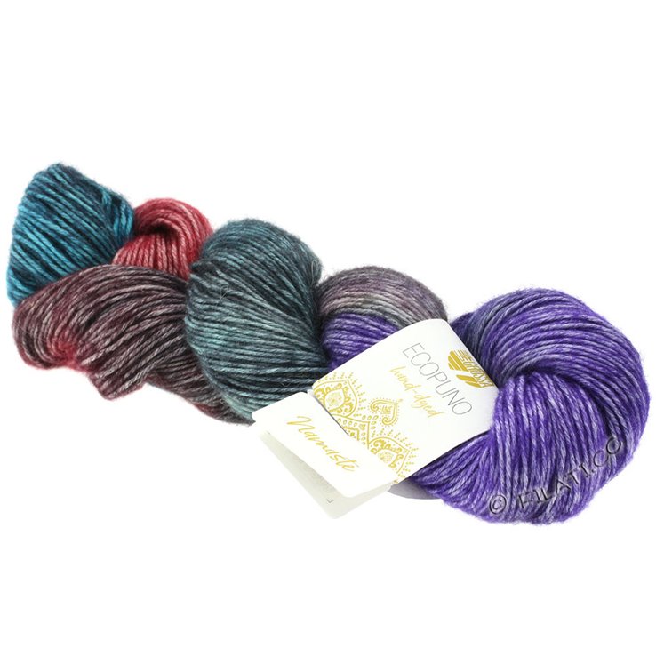Lana Grossa ECOPUNO Hand-dyed | 501-mörk grå/antracit/violett/terrakotta/petrol