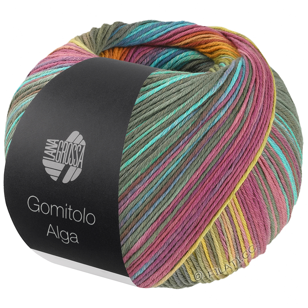 Lana Grossa  | 2027-grågrön/turkos/fuchsia/gul/vårgrön/orange/oliv/himmelblå/blå/gammalrosa/vit