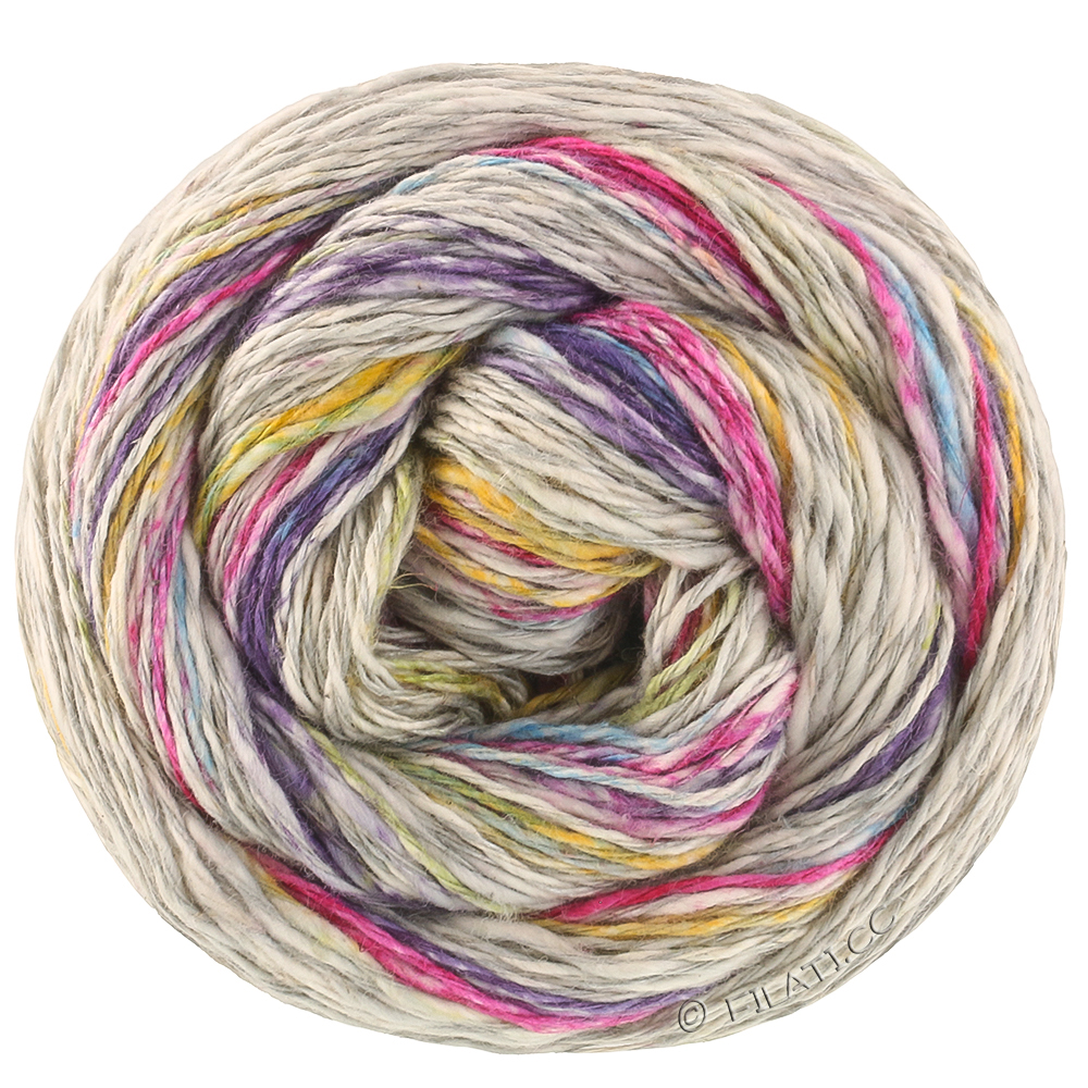 Lana Grossa  | 3042-ljus grå/blåviolett/turkos/fuchsia/saffransgul/pistasch