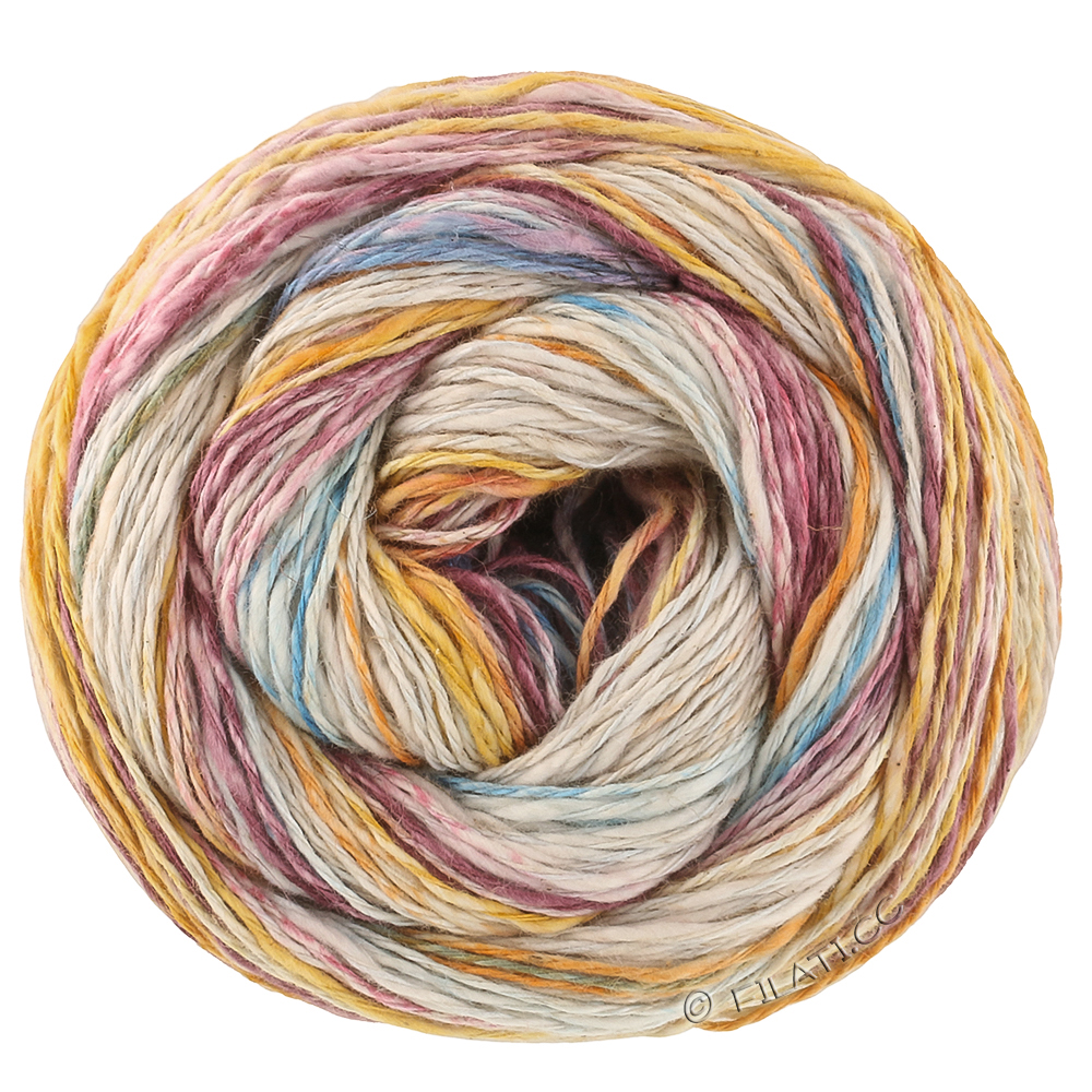 Lana Grossa  | 3046-mjuk blå/himmelblå/ocker/saffransgul/björnbär/bär