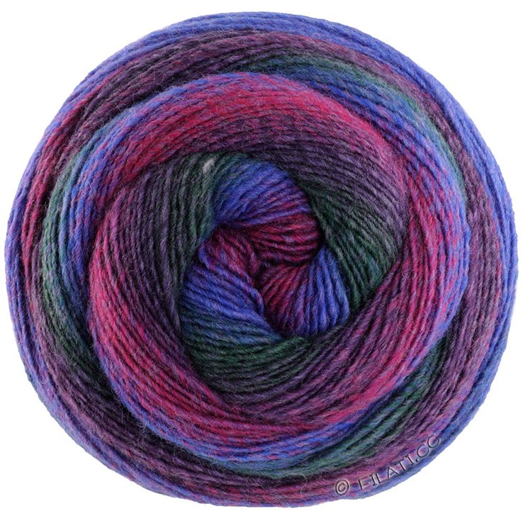 Lana Grossa GOMITOLO VERSIONE | 454-bläckblå/rödviolett/mörk violett/fuchsia/skogsgrön